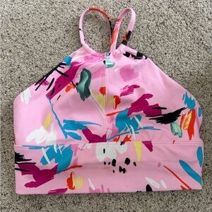 Jo+Jax Pink Multicolor Abstract Sports Bra